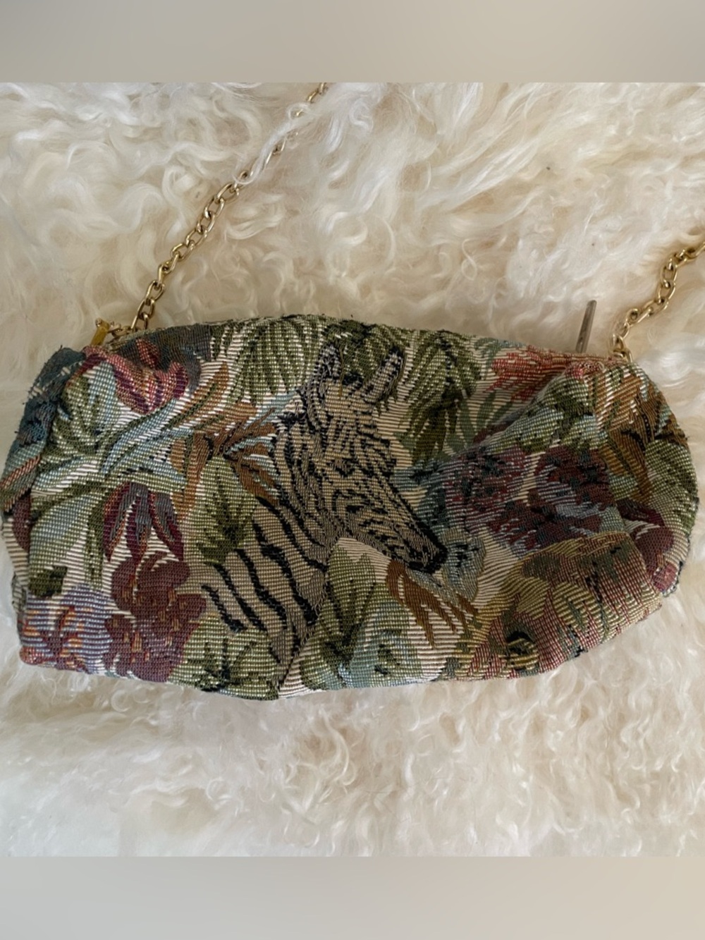 Tapestry Zebra Leopard Print Shoulder Bag